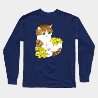 Mofu sand cat with flowers Long Sleeve T-Shirt